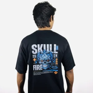 "Zonoa SkullFire 240GSM Oversized Tee – Black