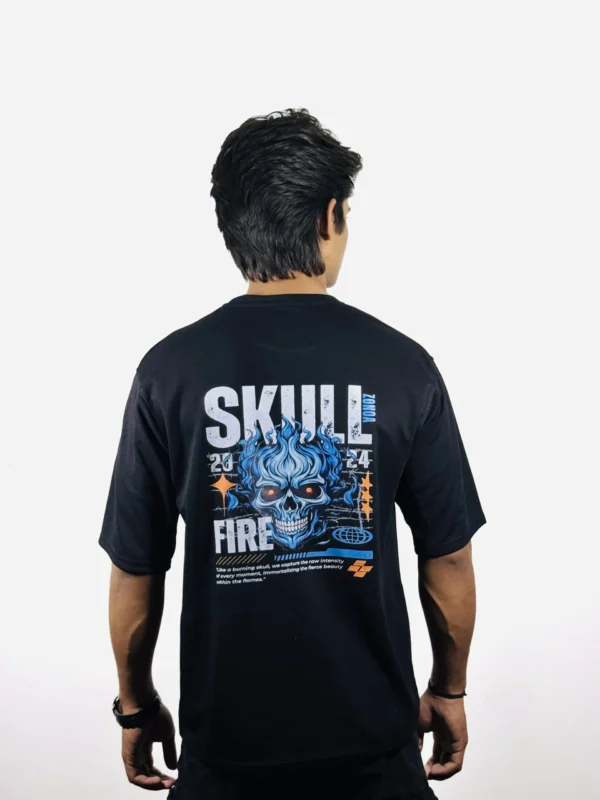 "Zonoa SkullFire 240GSM Oversized Tee – Black